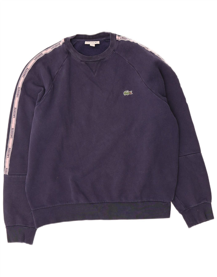 Мужской свитшот с рисунком Lacoste, размер 4, средний, темно-синий, с цветными блоками