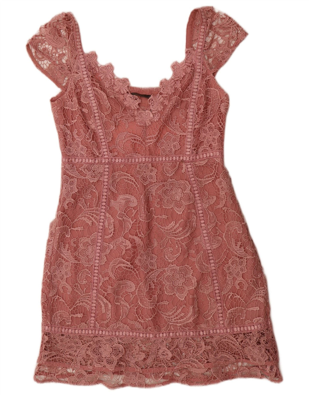 Женское платье-футляр Guess UK 12, полиэстер среднего розового цвета с цветочным принтом