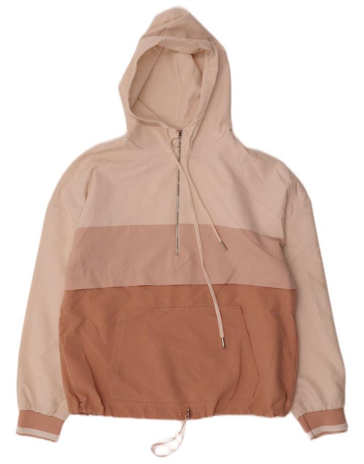 Женская куртка-анорак с капюшоном Zara UK 10, маленькая, разноцветная, с цветными блоками