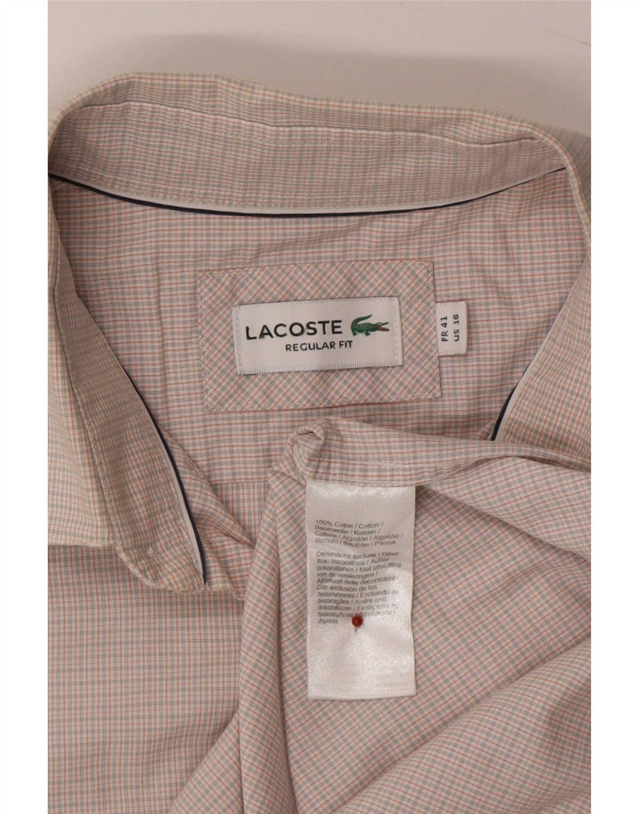 Мужская рубашка стандартного кроя Lacoste, размер 16 41, большая хлопковая белая клетка