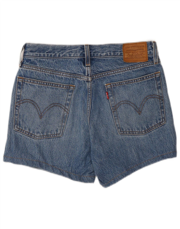 Женские джинсовые шорты Levi's на танкетке с эффектом потертости W26, маленькие синие, хлопок