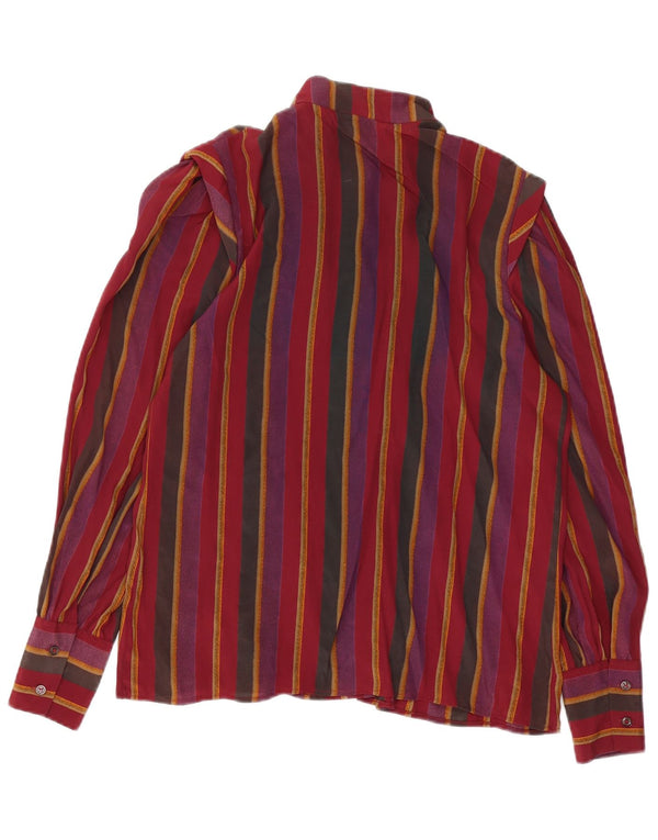 Женская рубашка-блузка VINTAGE IT 46, большая бордовая полоска из шелка