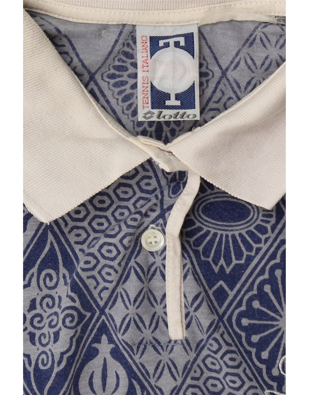 Женская рубашка поло без рукавов LOTTO UK 12, средний синий с геометрическим узором