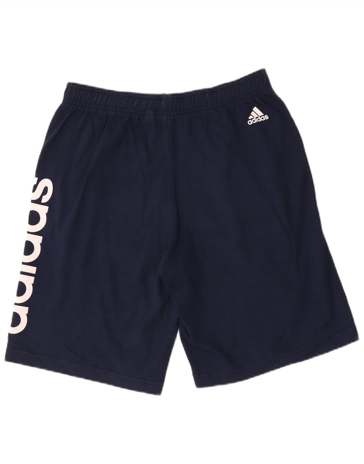 Мужские спортивные шорты Adidas с графикой среднего размера, темно-синие, хлопковые