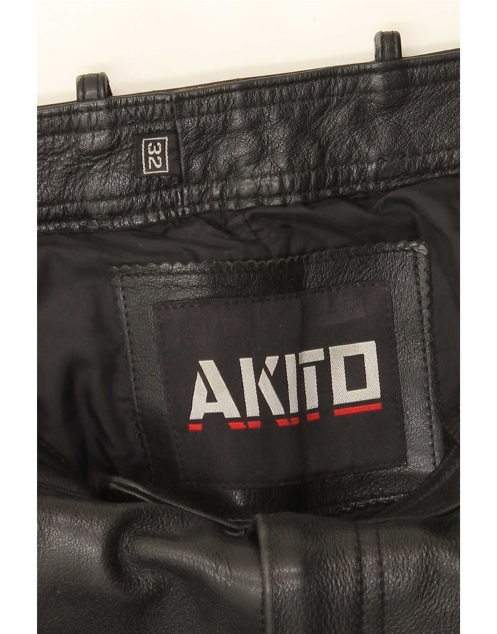 Мужские тонкие кожаные брюки Akito W32 L34, черные кожаные