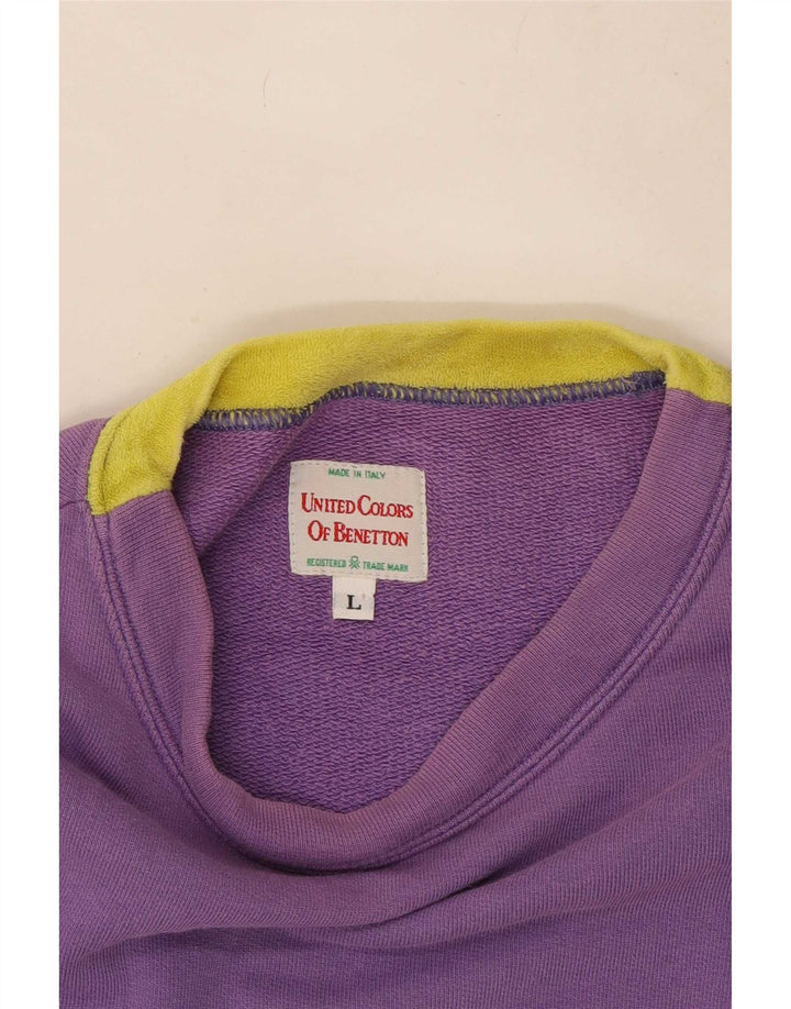 Женский свитер оверсайз с рисунком Benetton UK 16, большой фиолетовый