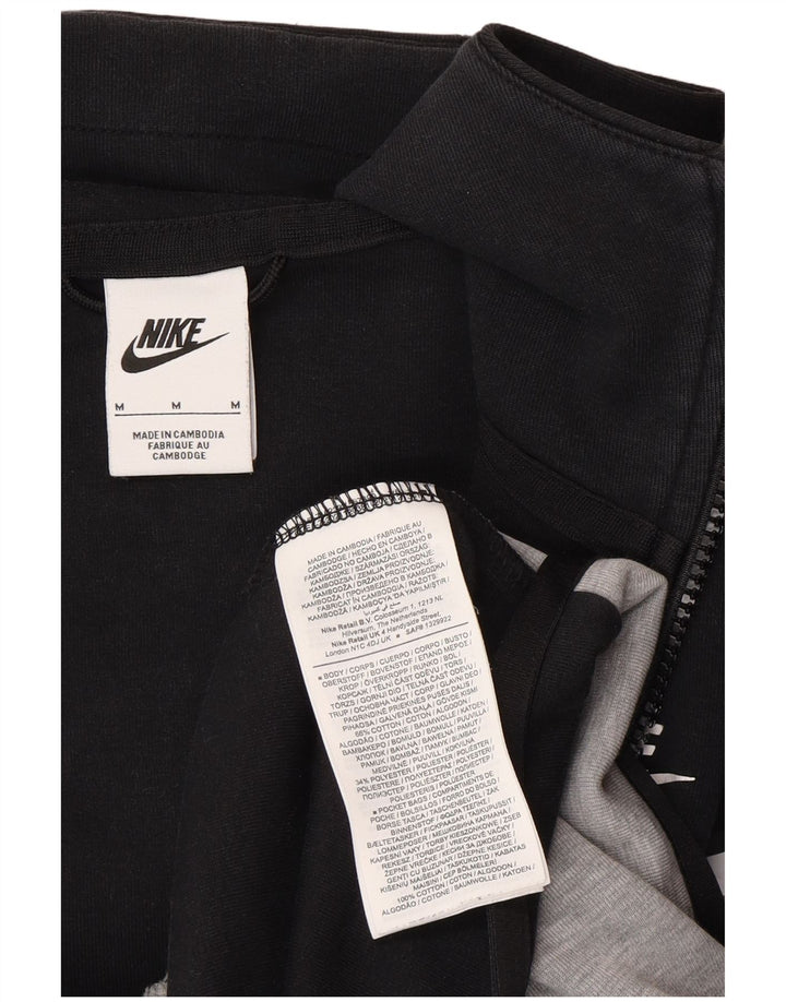 Мужской свитер с капюшоном на молнии Nike, средний черный, хлопковый с цветными блоками