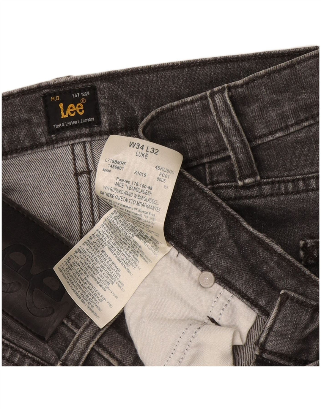 Мужские джинсы Lee Luke Slim W34 L32, серый хлопок
