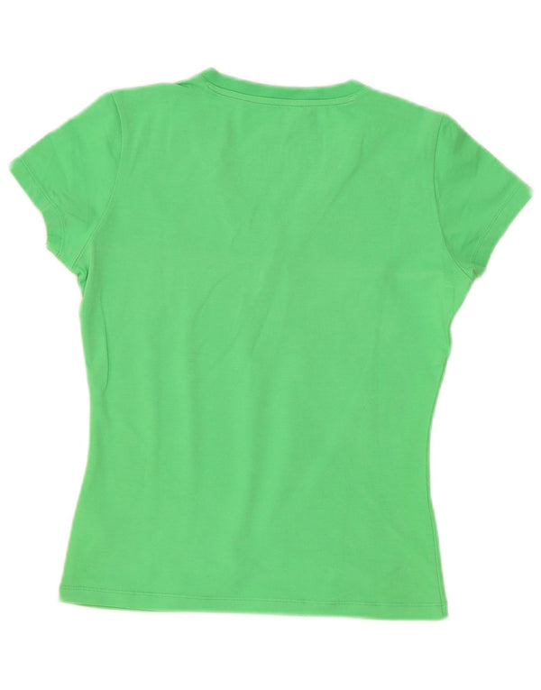 Zu Elements Womens Graphic T-Shirt Top UK 10 Small Green Cotton