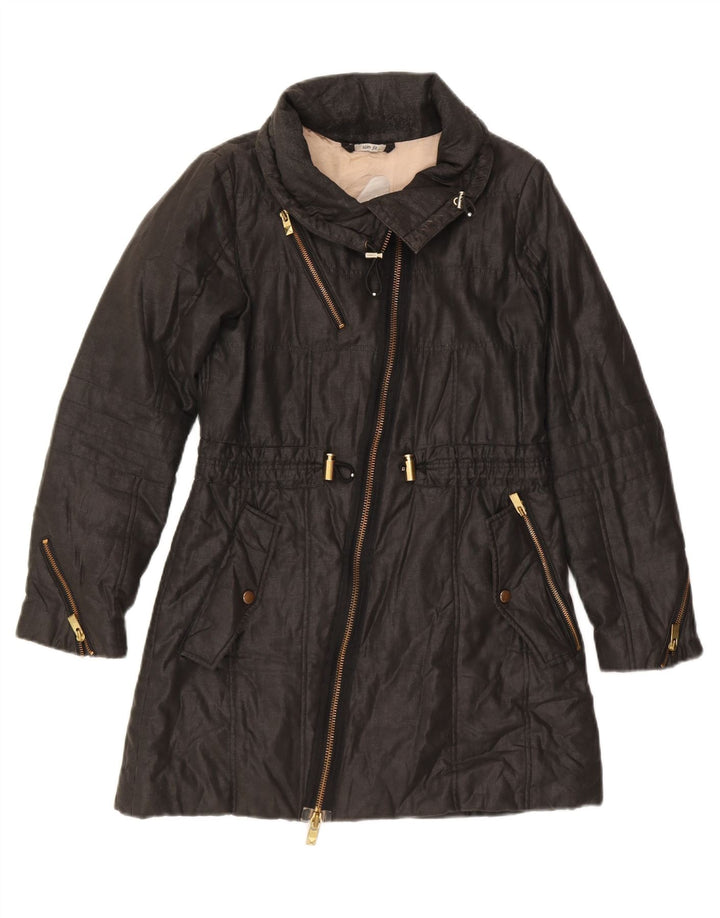 HOGAN Womens Slim Fit Overcoat UK 10 Small Grey Vintage Hogan and Second-Hand Hogan from Messina Hembry 