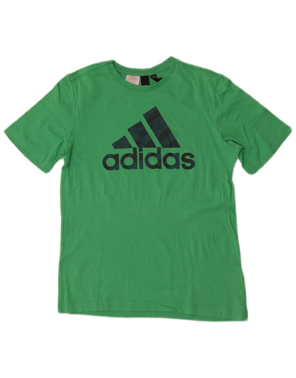Футболка Adidas с рисунком для мальчиков, топ 13-14 лет, зеленый хлопок
