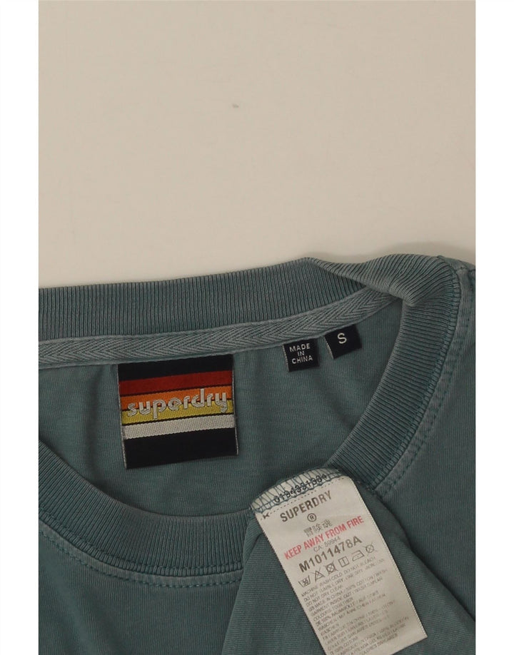 SUPERDRY Мужская футболка с рисунком, маленький синий хлопок
