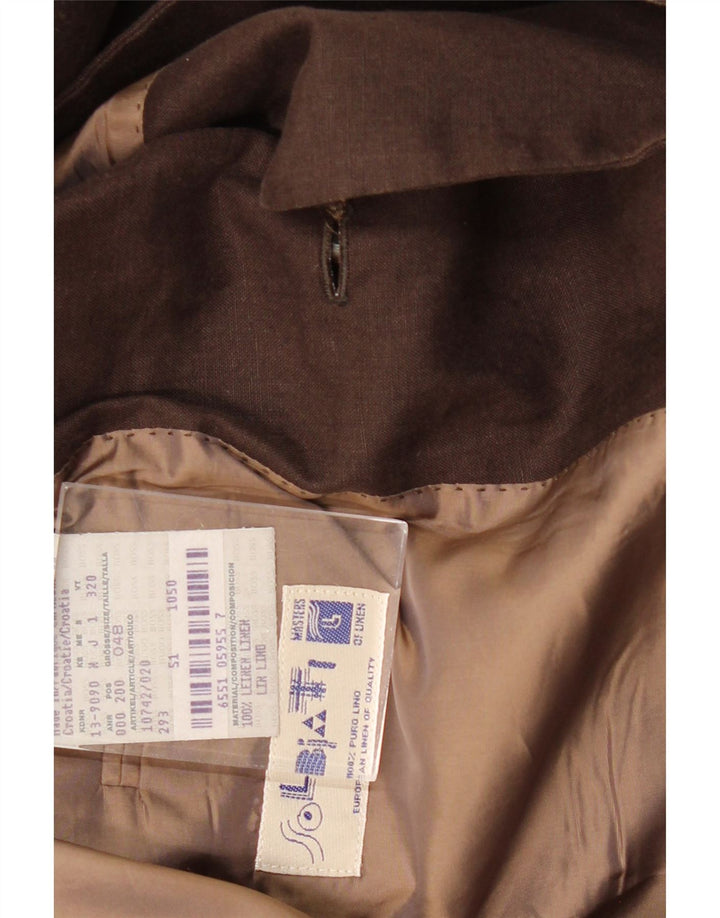 SOLBIATI Мужской пиджак на 2 пуговицах IT 48 Средний коричневый лен