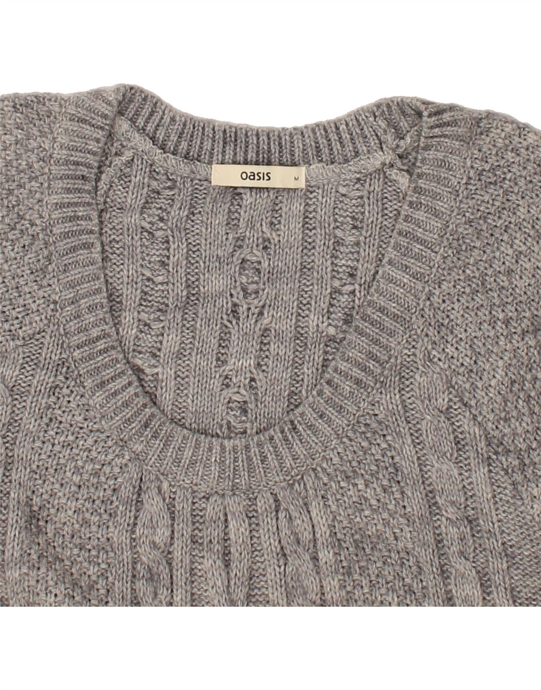 OASIS Womens Short Sleeve Boat Neck Jumper Sweater UK 12 Medium Grey Vintage Oasis and Second-Hand Oasis from Messina Hembry 