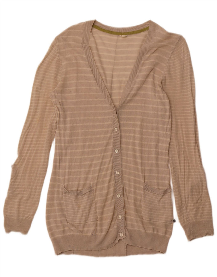 Женский кардиган-свитер WHITE STUFF UK 14, лен в большую бежевую полоску