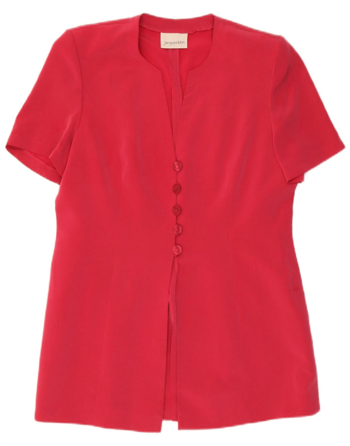 JACQUES VERT Womens 5 Button Short Sleeve Blazer Jacket UK 12 Medium  Red