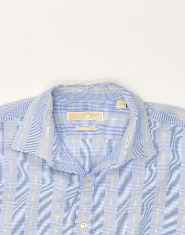 MICHAEL KORS Mens Shirt Size 17 1/2 XL Blue Check Cotton | Vintage Michael Kors | Thrift | Second-Hand Michael Kors | Used Clothing | Messina Hembry 