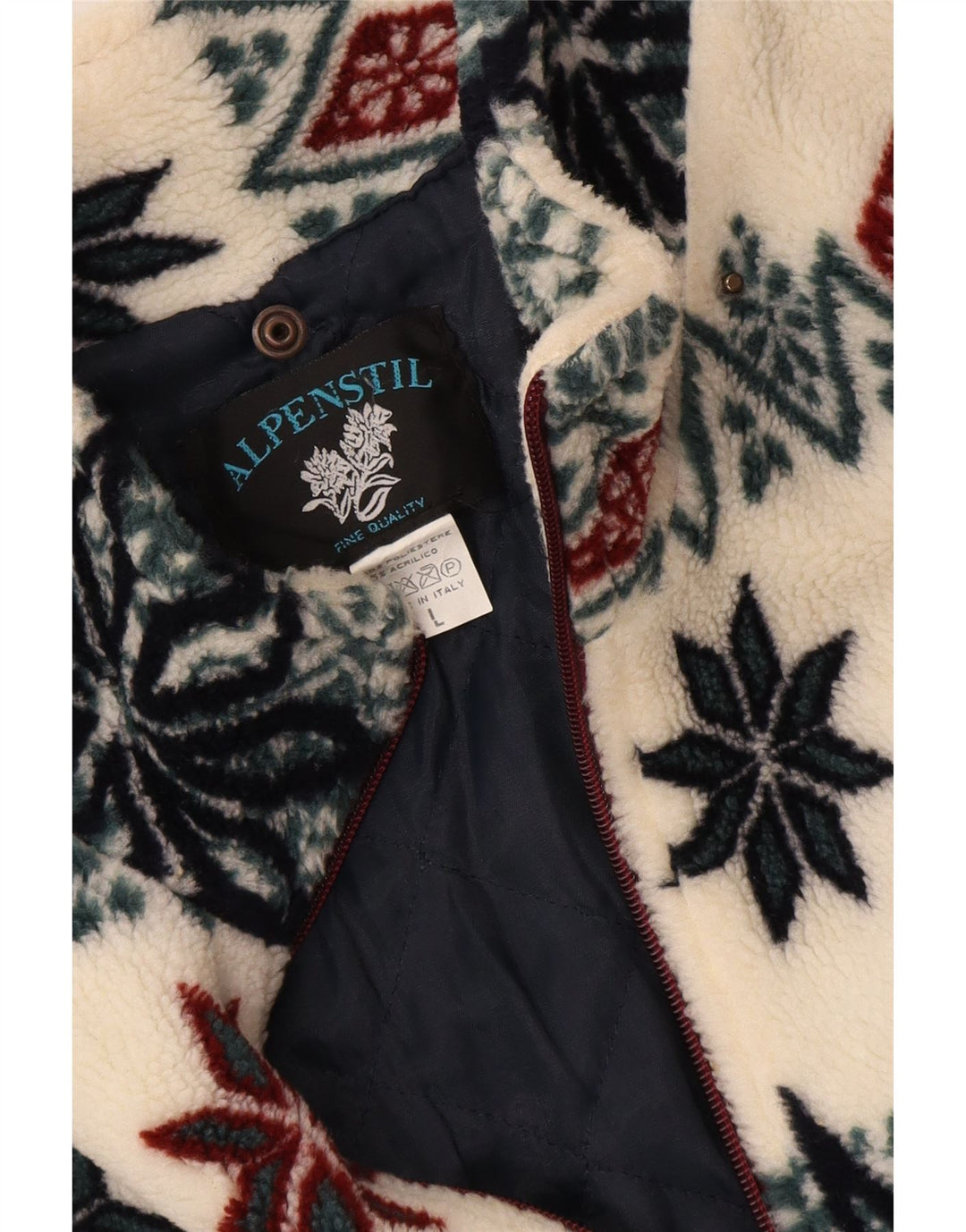 Винтажная мужская флисовая куртка UK 40, большая белая полиэстер Fair Isle