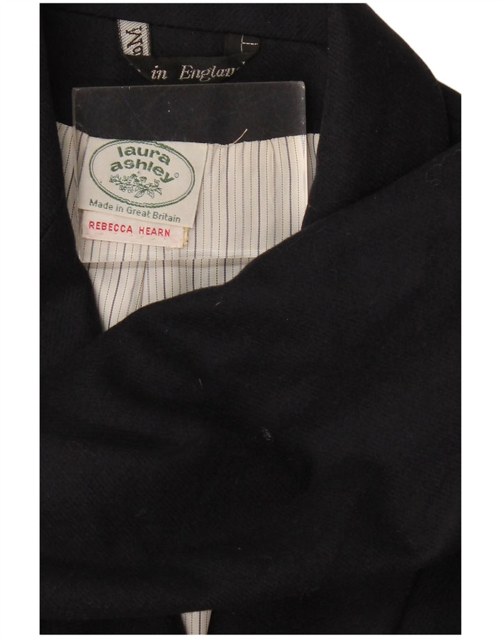 Женский двубортный пиджак LAURA ASHLEY UK 14, средний черный шерстяной пиджак
