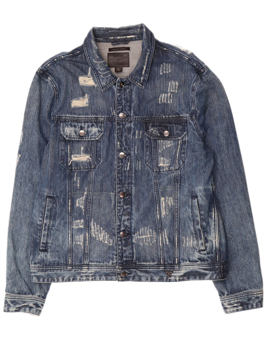 Мужская джинсовая куртка Guess Dillon с рисунком, UK 44, 2XL, синяя, хлопок