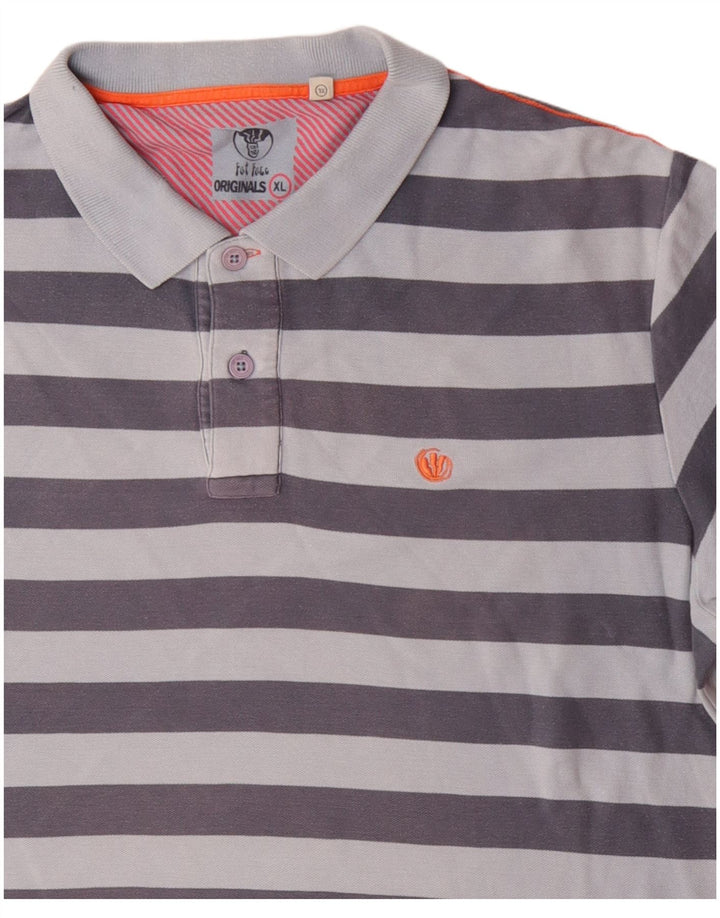 Мужская рубашка поло FAT FACE XL, хлопок в синюю полоску