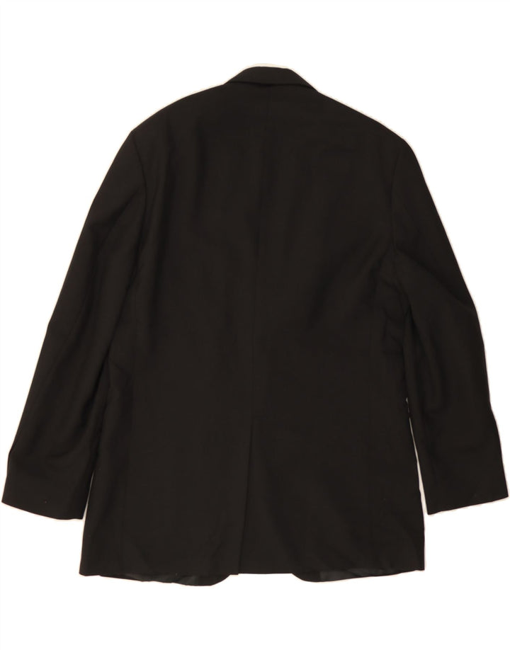 DOCKERS Mens 2 Button Blazer Jacket UK 42 XL Black Polyester Vintage Dockers and Second-Hand Dockers from Messina Hembry 