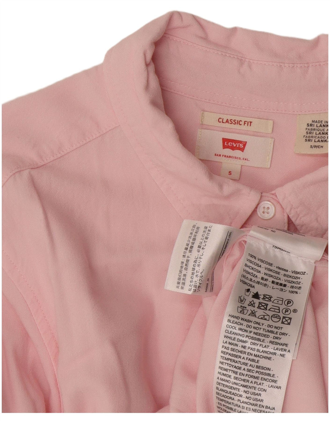 Женская рубашка классического кроя Levi's UK 10, маленькая розовая вискоза