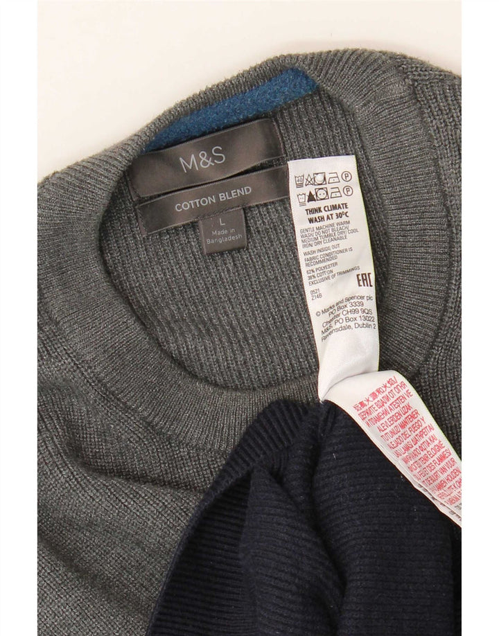 Мужской джемпер с круглым вырезом Marks & Spencer, большой разноцветный полосатый свитер