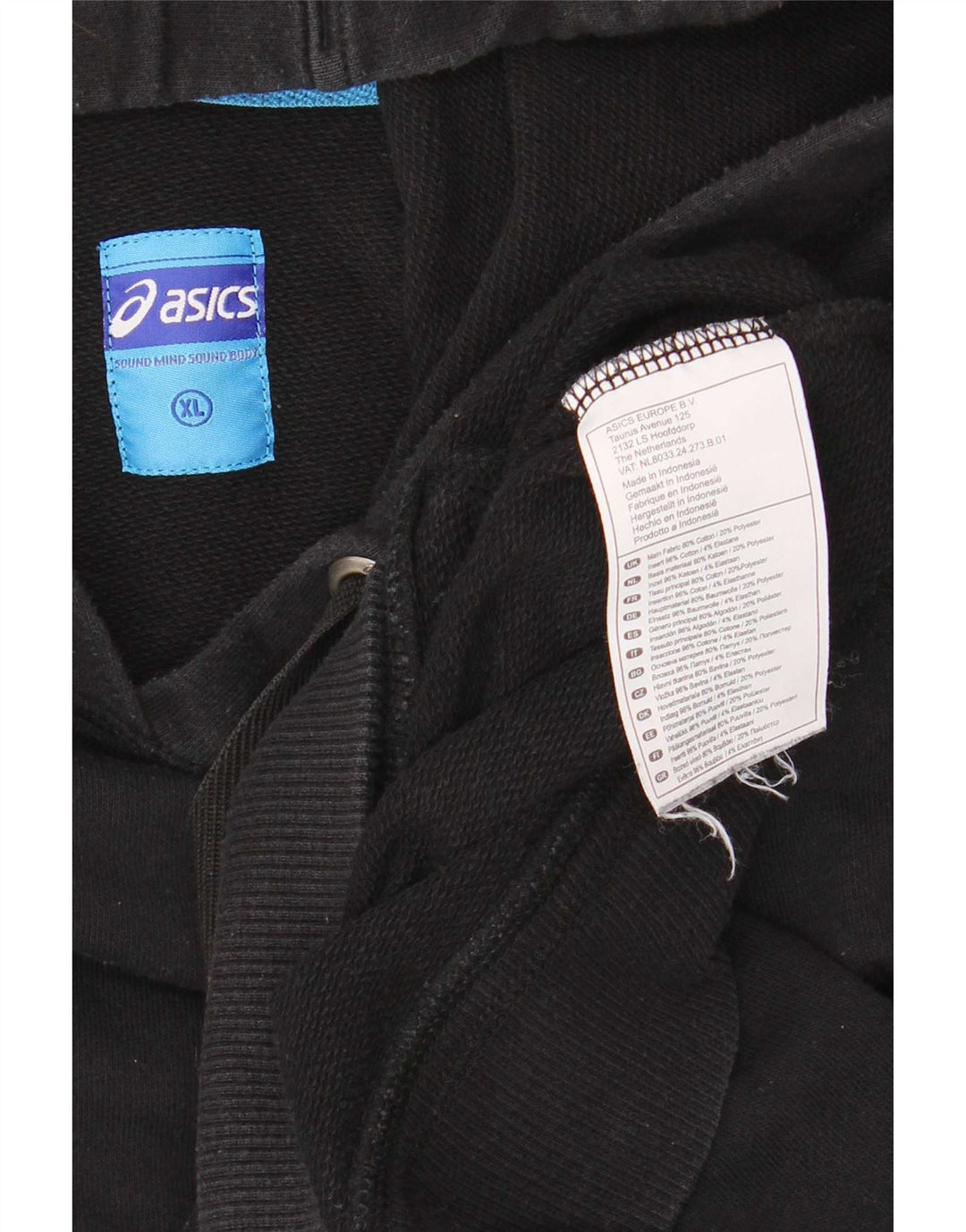Мужская толстовка с капюшоном Asics XL, черный хлопок