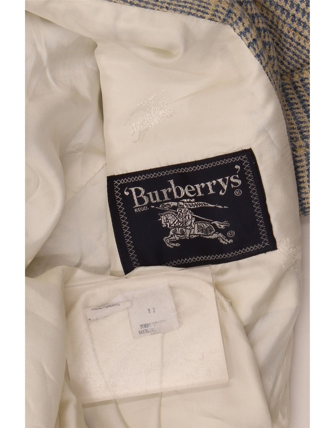 Женский пиджак Burberrys на 3 пуговицах UK 12, средний синий с узором «гусиные лапки»