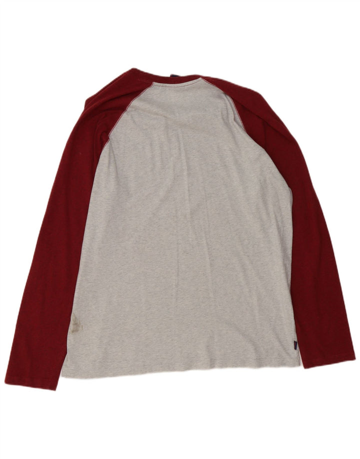 Мужской топ Superdry с длинным рукавом 2XL, серый хлопок с цветными блоками