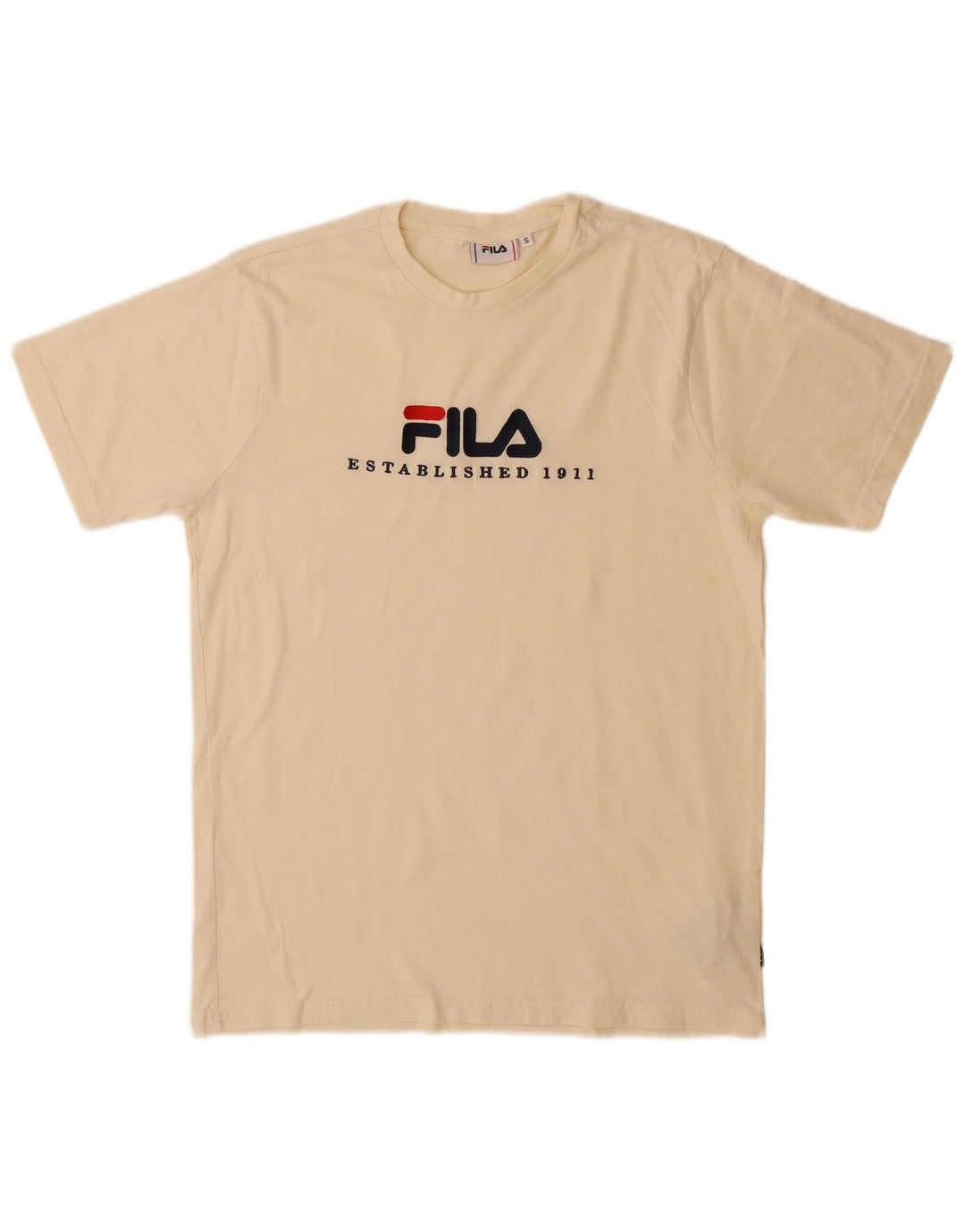 Мужская футболка с рисунком Fila, маленький бежевый хлопок
