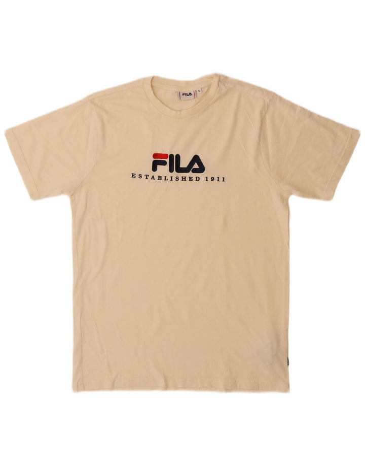 Мужская футболка с рисунком Fila, маленький бежевый хлопок