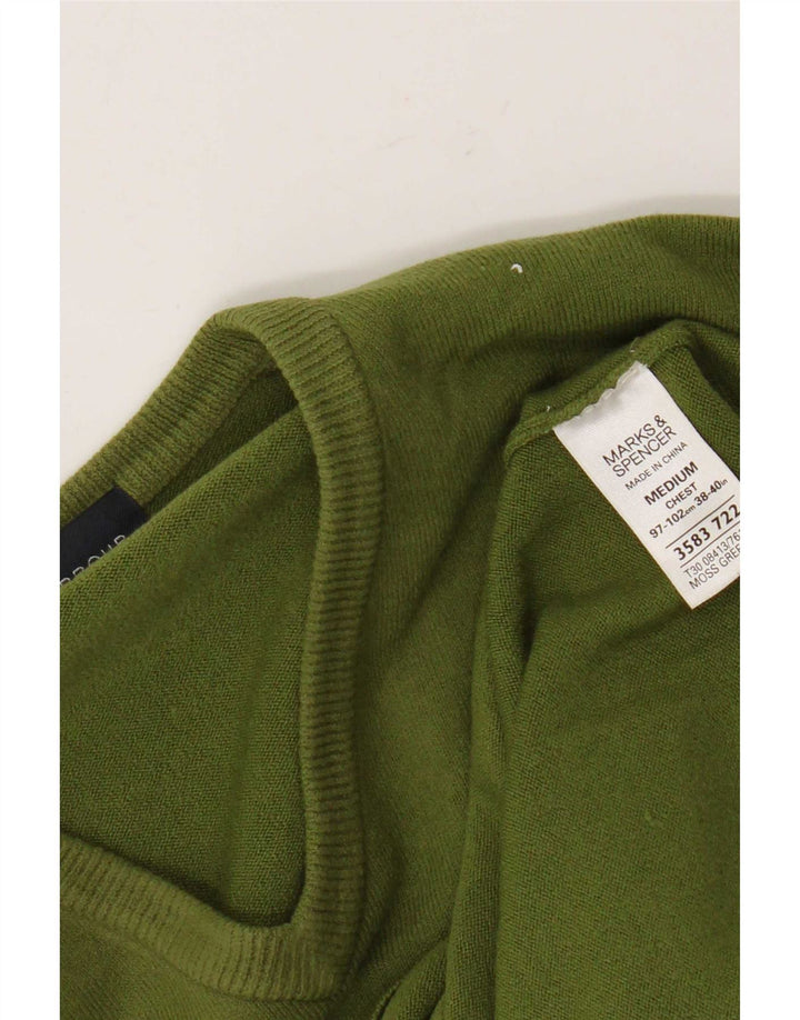 Мужской джемпер с v-образным вырезом Marks & Spencer Blue Harbour, средний зеленый