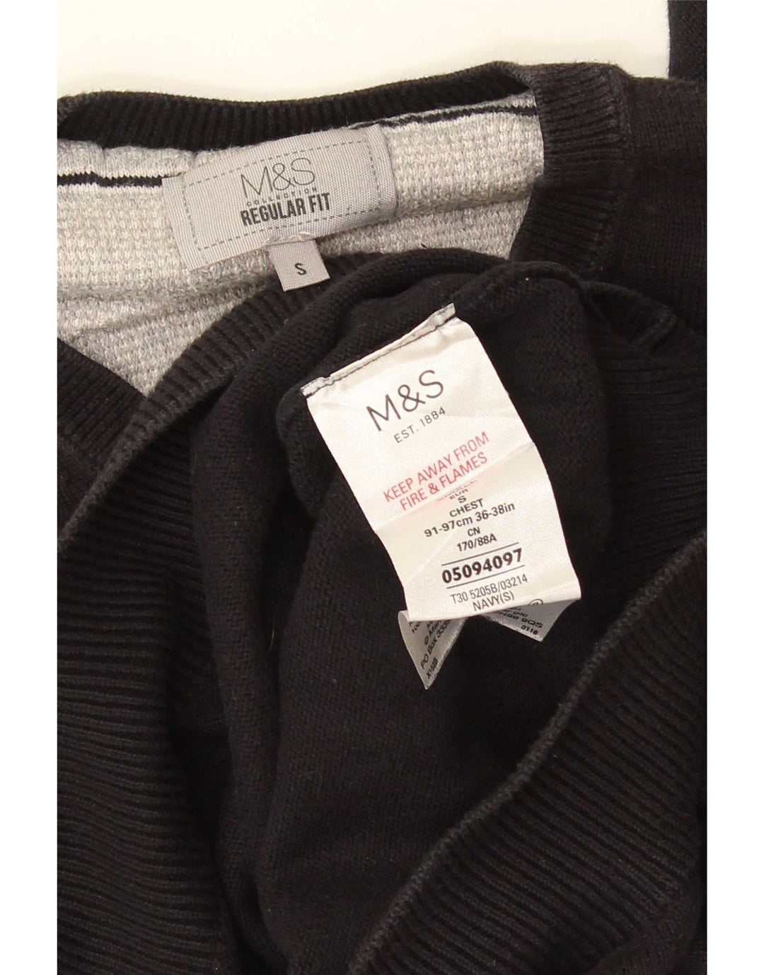 Мужской джемпер повседневного кроя с v-образным вырезом Marks & Spencer, маленький черный хлопковый свитер