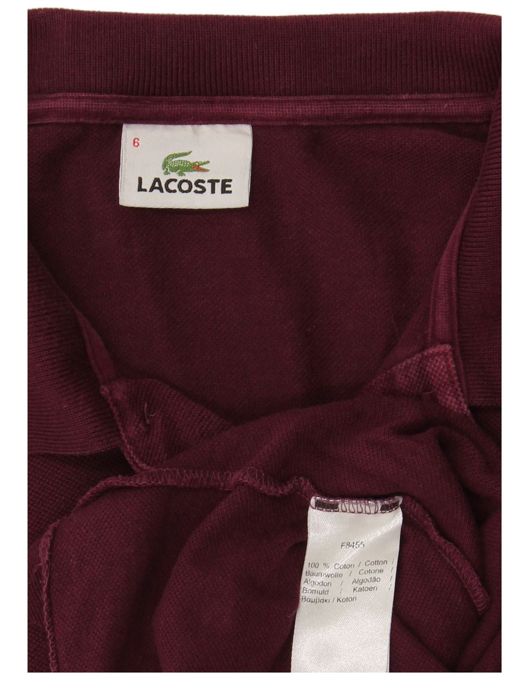 Мужская рубашка-поло LACOSTE, размер 6 XL, темно-бордовый хлопок