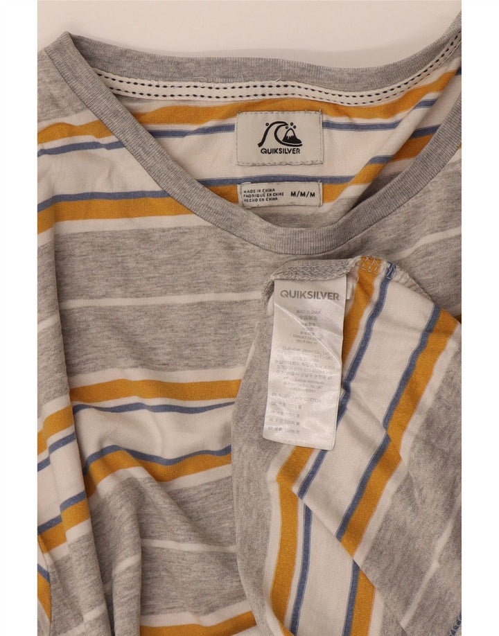 Quiksilver Мужская футболка из хлопка среднего серого цвета в полоску
