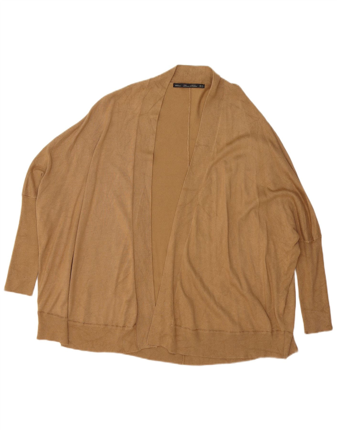 Женский свободный кардиган с открытым кардиганом Zara UK 14, средний коричневый цвет
