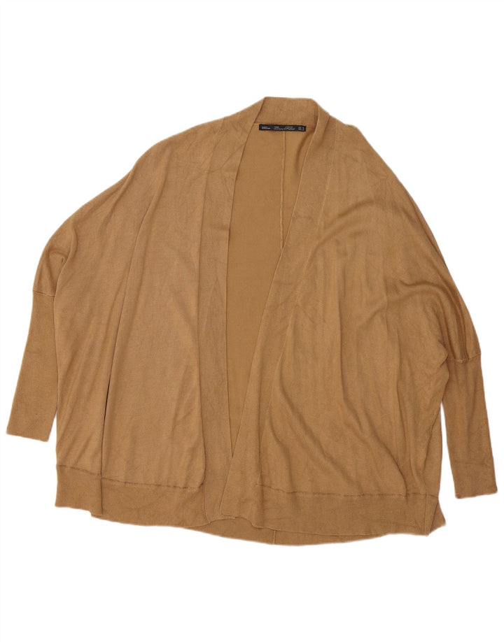 Женский свободный кардиган с открытым кардиганом Zara UK 14, средний коричневый цвет