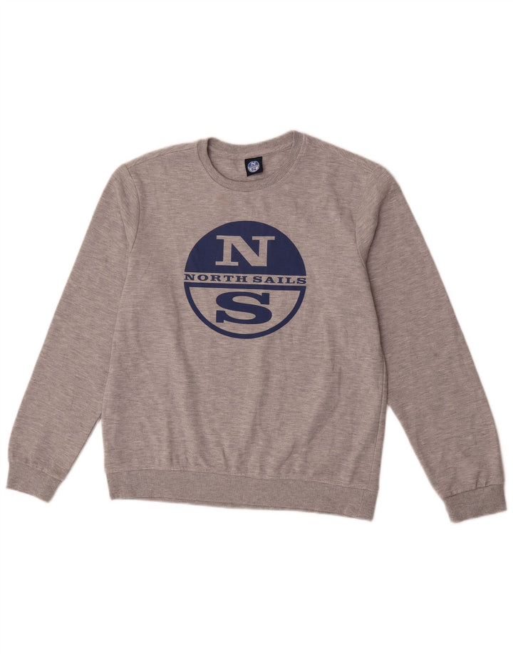Мужской свитшот North Sails с графическим рисунком, хлопковый джемпер среднего серого цвета в крапинку