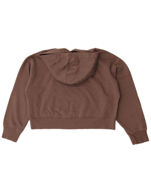 Женский укороченный джемпер с капюшоном оверсайз Zara UK 14, хлопковый средний коричневый цвет