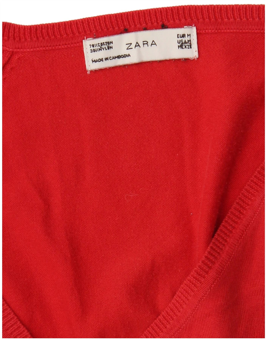Женский кардиган Zara UK 12, хлопковый средний красный цвет