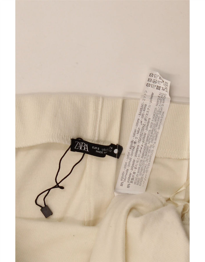 Zara Женская юбка-миди маленького размера W26 Off White Cotton