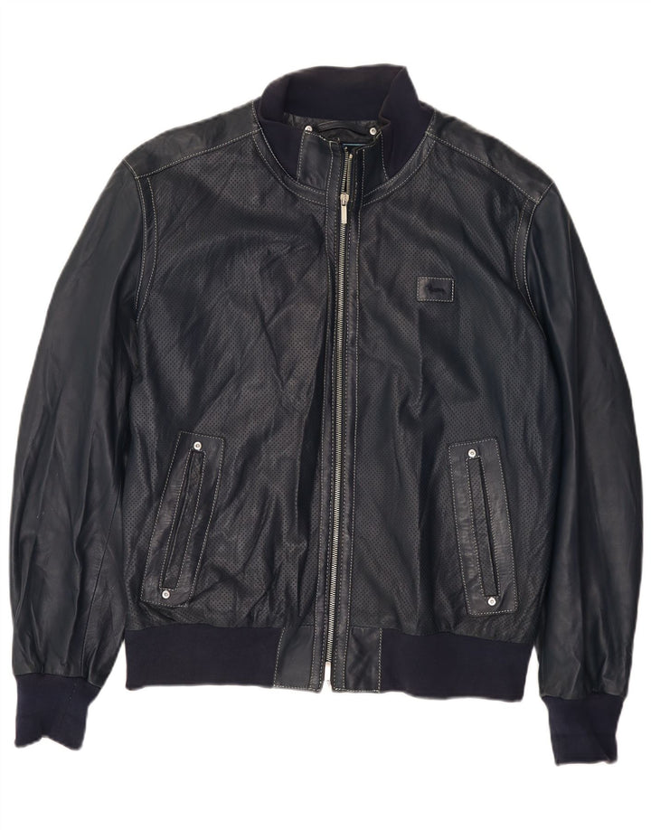 Мужская кожаная куртка Harmont & Blaine UK 40, большая темно-синяя кожаная