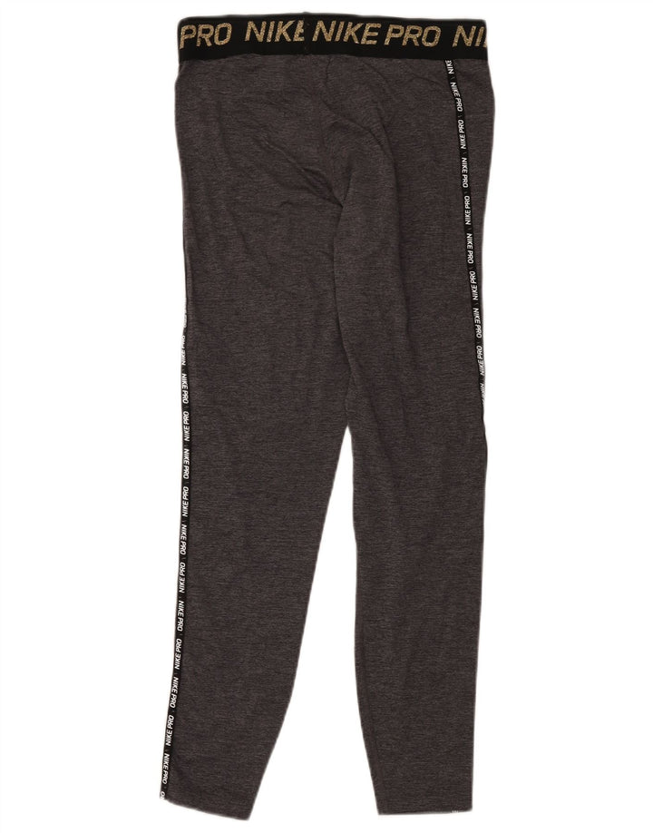 Женские леггинсы с рисунком NIKE Dri Fit UK 12, средний серый цвет с цветными блоками