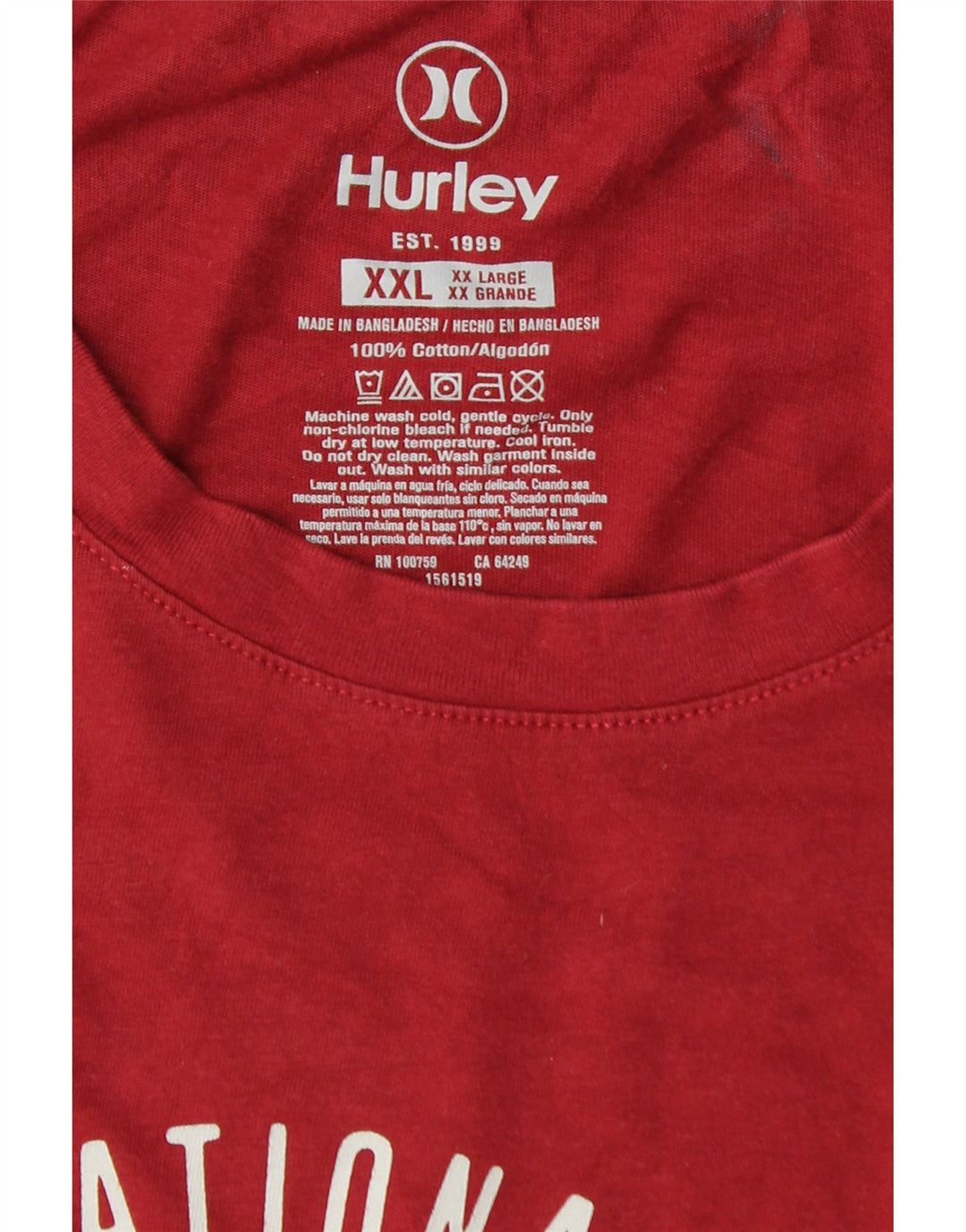 Мужская футболка с рисунком HURLEY, 2XL, красный хлопок