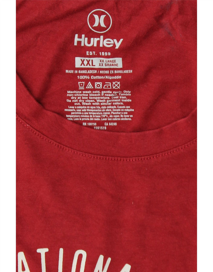 Мужская футболка с рисунком HURLEY, 2XL, красный хлопок