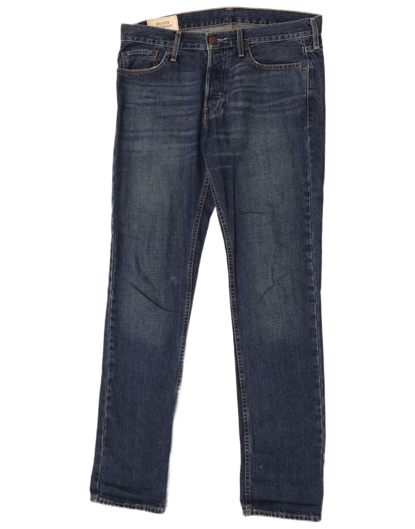 Мужские прямые узкие джинсы Hollister W32 L34, синий хлопок