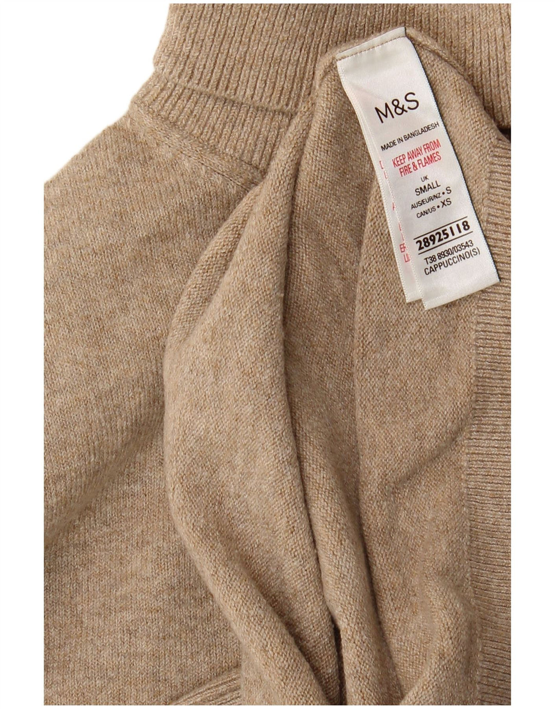 Женский джемпер с высоким воротником Marks & Spencer, Великобритания, 10, маленький, бежевый, полиэстер