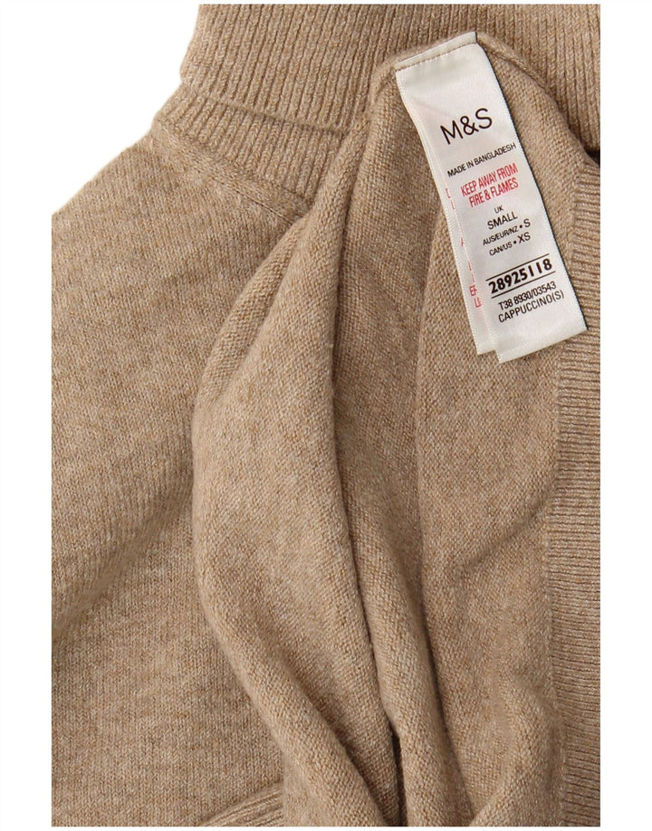 Женский джемпер с высоким воротником Marks & Spencer, Великобритания, 10, маленький, бежевый, полиэстер